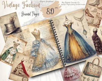 Junk Journal Kit Vintage Fashion, Victorian Ladies Printable Ephemera Cards, Collage Sheets, Digital Download