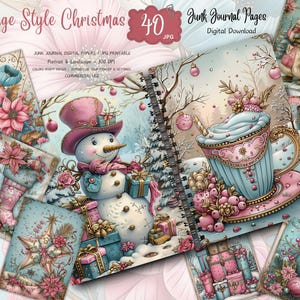 Cottagecore Christmas Journal Pages: Pastel Ephemera, Scrapbook Kit (Digital)