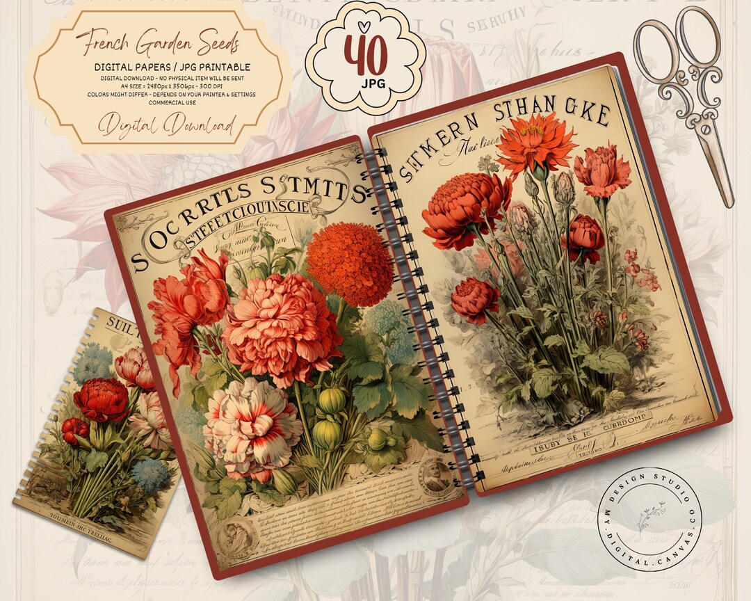 Vintage Garden Ephemera: Floral Junk Journal Kit (digital Download) - Etsy