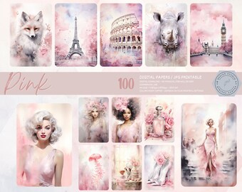 Pink Coquette, Romantic Paris Junk Journal Kit, Vintage Travel Printable Pages, Blush Rococo Ephemera, Digital Download