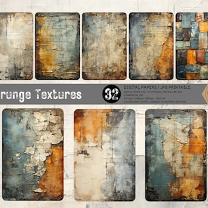 Distressed Junk Journal Pages, Digital Scrapbook Paper Kit, Antique Document Printable, Grunge Texture Collage Sheet, Vintage Ephemera Print