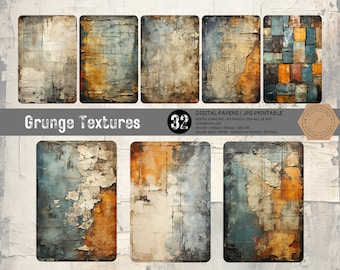 Collage Sheet Digital Download, Grunge Texture Digital Paper, Distressed Scrapbook Background, Mixed Media Printable
