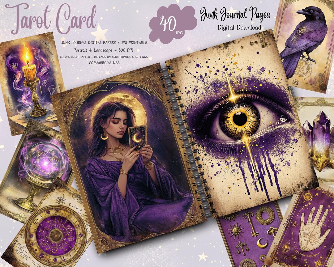 Junk Journal Kit Digital Download, Tarot Mystical Ephemera, Fortune ...