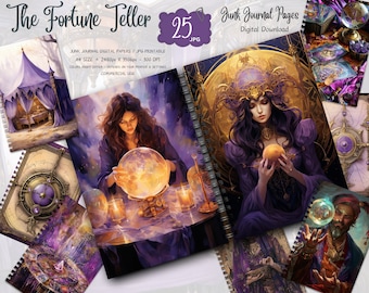 Tarot, Fortune Teller, Junk Journal Kit, Mystical Ephemera, Palmistry, Vintage Tarot Cards, Divination, Occult, Digital Download
