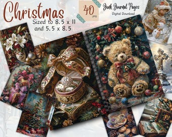 Vintage Christmas Junk Journal Kit, Santa Junk Journal Pages, Christmas Ephemera Printable, Printable Ephemera, Digital Download