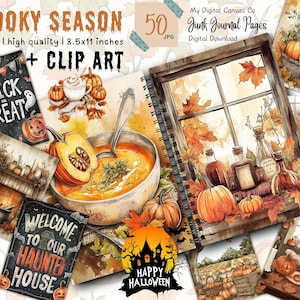 Halloween Junk Journal Kit, Halloween Printable Ephemera, Halloween Journal, Creepy Junk Journal, Printable Journal, Printable Halloween