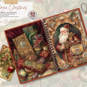 Vintage Christmas Junk Journal Pages: Digital Collage Paper (Digital Download)