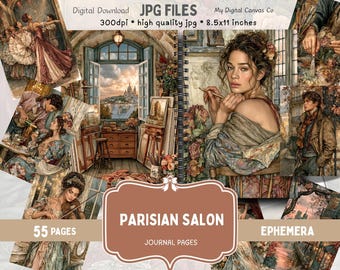 1920s Parisian Watercolor Junk Journal Kit: Cabaret, Eiffel Tower Ephemera (Digital Download)