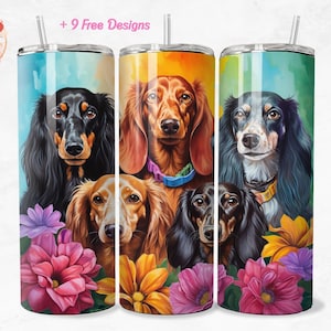 Dachshunds 20 oz Skinny Tumbler Sublimation Design Digital Download PNG Instant DIGITAL ONLY, Doxie Dog Lover Tumbler Wrap
