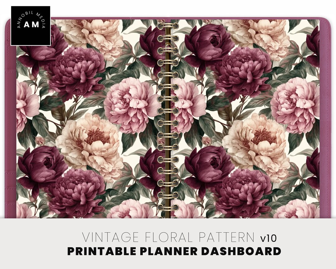 Vintage Floral V10 Printable Planner Dashboard,printable Planner ...