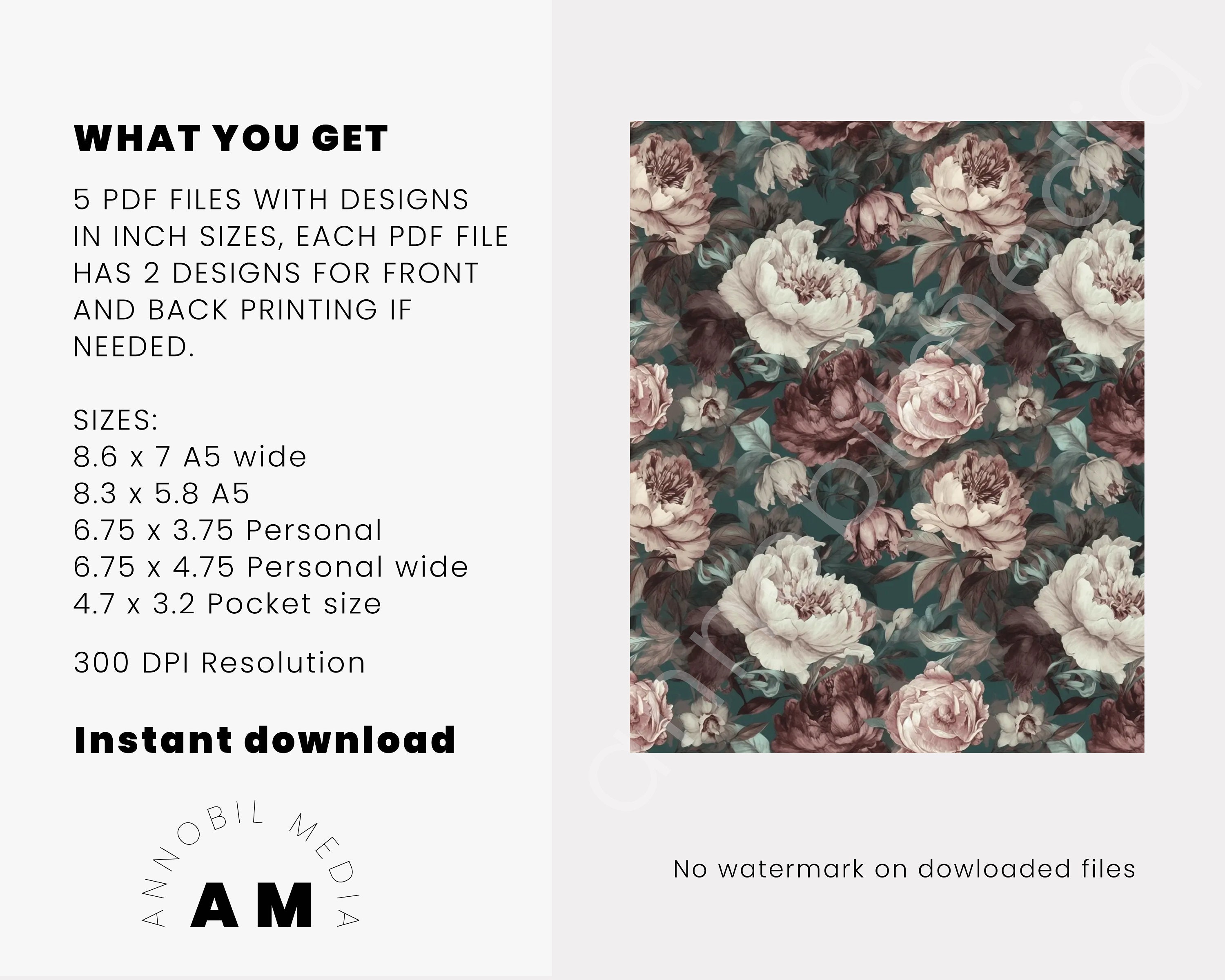 Vintage Floral V3 Printable Planner Dashboard, for Printable Planner ...