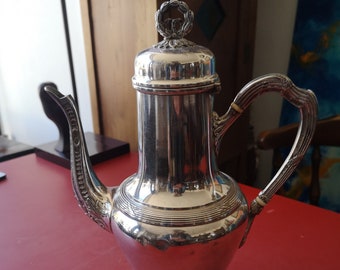 Théière cafetière ancienne en métal argenté