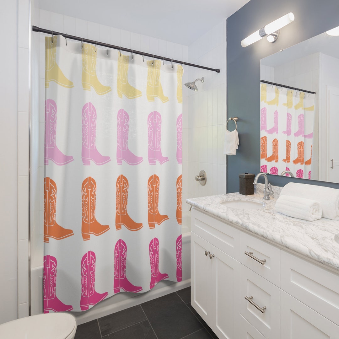 Nashville Sunset Cowboy Boot Shower Curtain Cute Shower Etsy