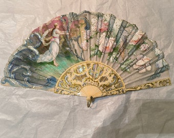 Amazing antique handfan Art Nouveau