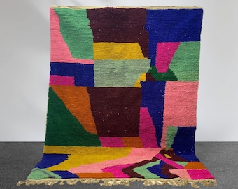 Tapis en laine artistique personnalisé pour toutes les tailles, tapis coloré doux, tapis Boujaad pour chambre à coucher, superbe tapis Pennyorin multicolore