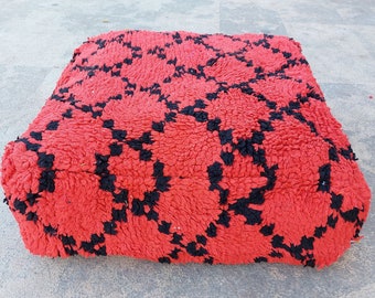 Stunning Red and Black Pillow, Expertly Woven Boho Pillow, Bold Red Floor Pillow, Bohemian Chic Floor Pillow, Best Gift for Moms