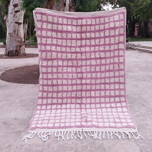 BEIGE BENIOUARIN Checkered Carpets ,Custom Moroccan Rug Living Room Decor ,beniourain rug Soft Colored , Beige Checkered Rug amazing
