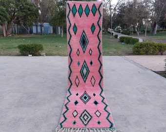 Gorgeous Moroccan Runner Rug , Pink Berber Runner Rug , Original Moroccan Pink Rug , Berber Runner Rug , Original Boujad Runner Rug
