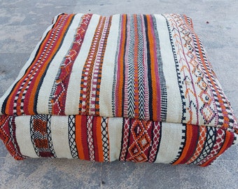 AMAZING POUF MOROCCAN ,Antique Moroccan Floor Pillow ,Large Moroccan pillow,Handmade square Pouf ,Amazigh pouf