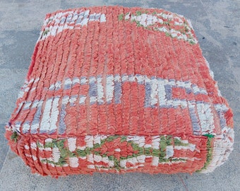 Soft Moroccan Floor Pillow ,Handwoven Moroccan Kilim Pillow ,Antique Moroccan Pouf Cover ,Antique Bohemian Moroccan Pouf