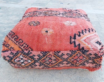 VINTAGE POUF MOROCCAN ,Large Handmade Floor Cushion ,Antique Moroccan Pouf, Meditation Pillow ,Moroccan floor pillow ,Berber floor pillow