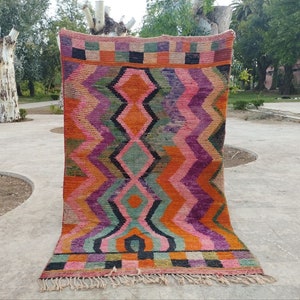 Costum Moroccan Colorful Rug - Moroccan Woolen carpet - New Azilal Rug - Boujaad Style - New Beni Ouarain Rug ,Colorful Fine Berber Rug