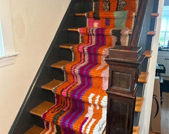 Gorgeous Beni Ourain Rug Runner Orange ,Custom Runner Rug orange ,wool Orange Carpets ,Custom All Sizes Rug
