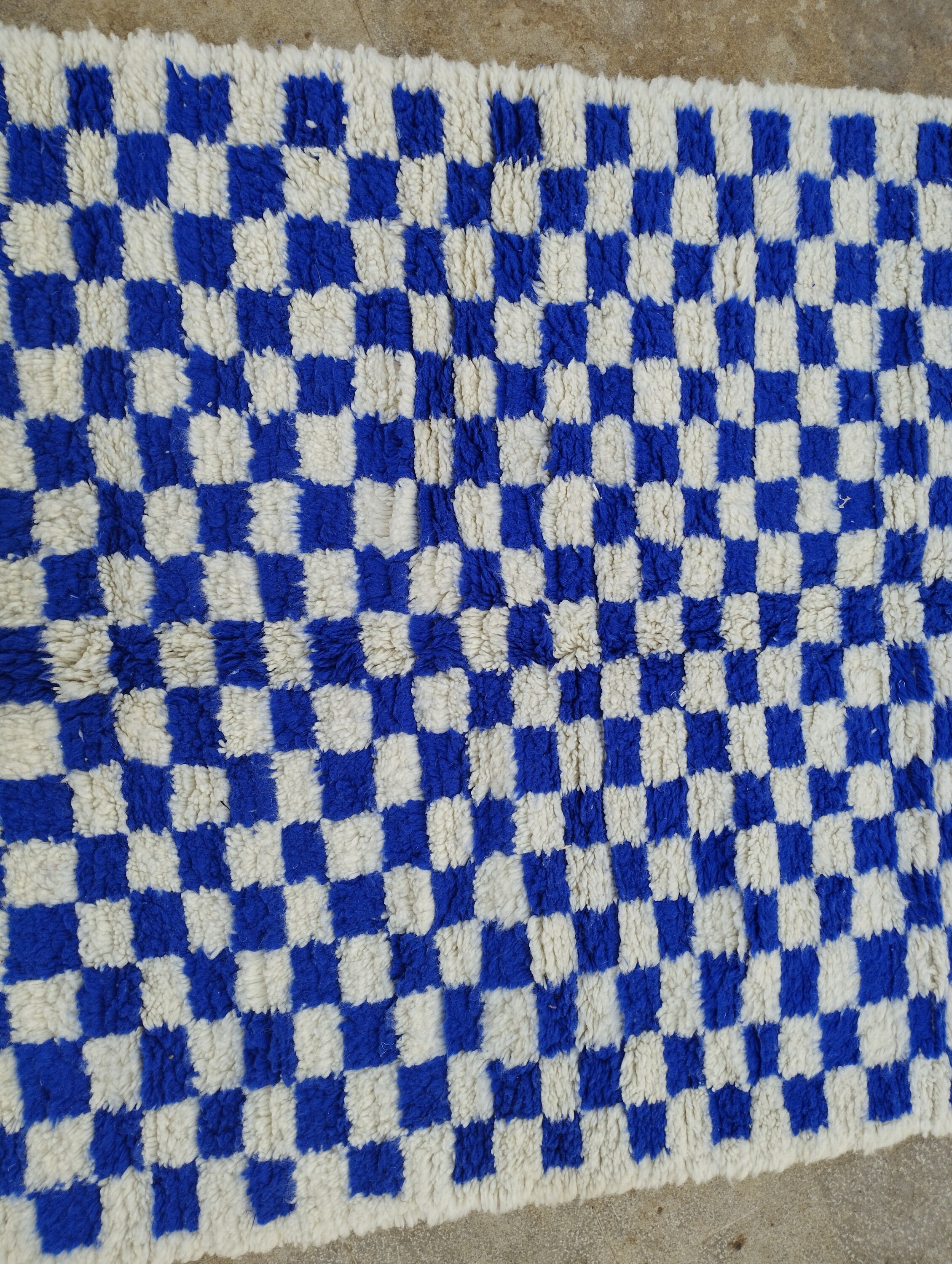 Soft BLUE WOOL Living Room ,blue and White Checkered Rug ,soft Blue ...