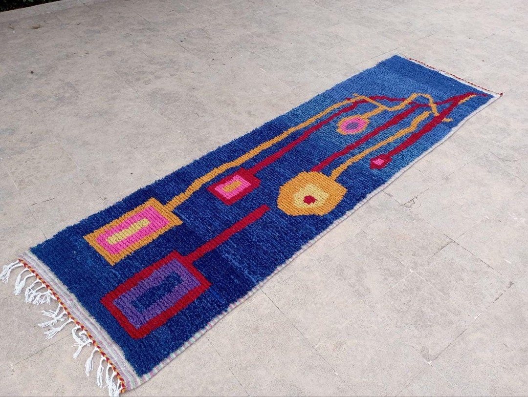 UNIQUE RUNNER RUGS ,blue Moroccan Runner for Entryway ,new Moroccan ...