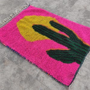 UNIQUE PINK Rug Moroccan ,Soft Pink Moroccan Rug ,Vintage Handmade Moroccan Rug ,Hand woven Wool rug 8x10 ,Modern Pink Rug ,Cute Pink Rug.