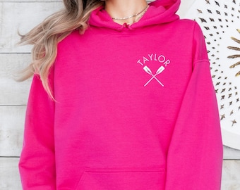 Individuell gestickter Ruder-Hoodie, personalisiertes Ruder-Sweatshirt, Ruder-Team-Geschenk, Highschool Ruder-Shirt, Stickerei-Rudergeschenk