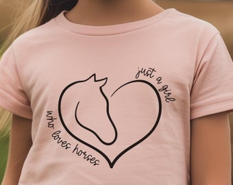 Camiseta de caballo para niña, camiseta ecuestre juvenil, camiseta juvenil para amantes de los caballos, camiseta de jinete, camiseta juvenil de caballos