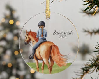 Girl Horse Ornament, Horseback Ornament, Equestrian Ornament, Horse Lover Gift, Horse Gift Ornament, Horseback riding gift for girl