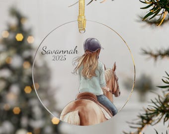 Girl Horse Ornament, Horseback Ornament, Equestrian Ornament, Horse Lover Gift, Horse Gift Ornament, Horseback riding gift for girl