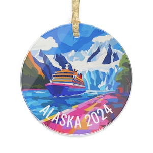 Alaska Cruise Ornament, Personalized Alaska 2024 ornament, Alaska Cruise Trip Reveal, Alaska Trip, Trip to Alaska Gift, Alaska Vacation Gift