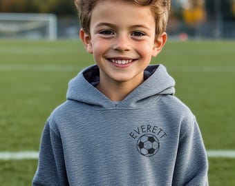 Youth Soccer Embroidered Hoodie, Boys Soccer Sweatshirt, Girls Soccer Hoodie, Kids soccer hoodie, boys soccer gift, girls soccer embroidery