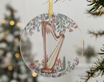 Harp Ornament, Classical harp ornament, harpist gift, gift for harp teacher, gift harp lover, harp student gift, harp christmas gift