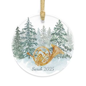 Personalizable French Horn Ornament, French horn player gift, gift for French horn teacher, French horn student,  French horn christmas gift