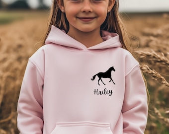 Sweat-shirt cheval fille personnalisé, ras du cou cheval personnalisé, sweat-shirt amoureux des chevaux jeunesse, fille qui aime les chevaux, sweat-shirt équitation