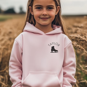 Sudadera con capucha bordada para jóvenes sobre hielo, Sudadera para niñas sobre hielo, Sudadera con capucha para patinadores sobre hielo, Regalo para niños sobre patines de hielo, Regalo para patinaje sobre hielo, Bordado de patines