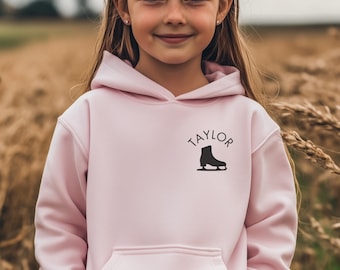 Youth Ice Skating Embroidered Hoodie, Girls Iceskating Sweatshirt, Ice Skater Hoodie, Kid ice skate gift, ice skating gift, skate embroidery