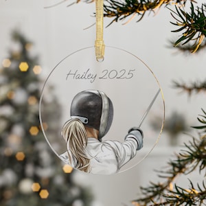girl fencing ornament, women fencing, high school fencing ornament, gift for fencer, womens college fencing, girl sword fighting gift