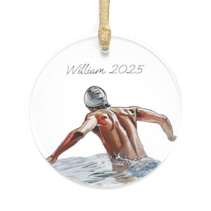 swimmer ornament, gift for swimmer, swimmer present, swimmer presents, college swimmer, women swimming ornament, mens swim ornament