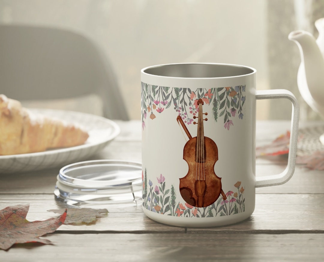 Violin Coffee Travel Mug, Violin Mug, Gift for Violinist, Violin Lover
