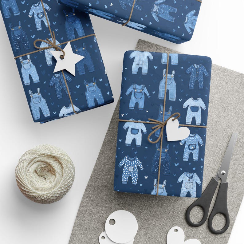 Blue Jean Baby gift wrap, denim baby shower wrapping paper, blue jean baby sprinkle, blue jean baby shower, blue jean baby on the way image 1