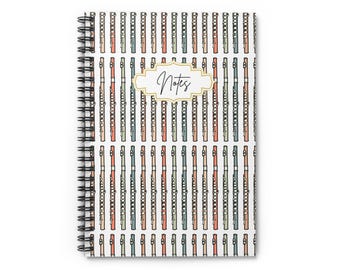 Flute Notebook, Gift for flute student, flute lesson book, flutist journal, notebook for flute lessons, Christmas gift for flute lover
