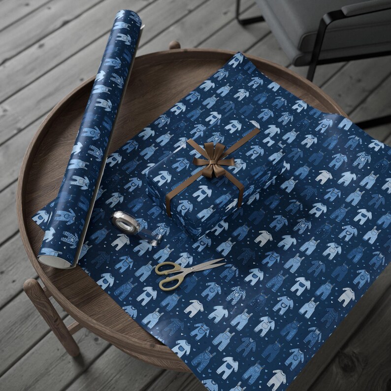 Blue Jean Baby gift wrap, denim baby shower wrapping paper, blue jean baby sprinkle, blue jean baby shower, blue jean baby on the way image 3