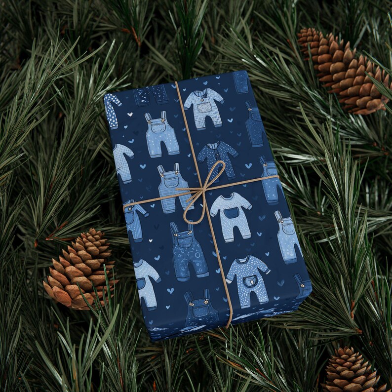 Blue Jean Baby gift wrap, denim baby shower wrapping paper, blue jean baby sprinkle, blue jean baby shower, blue jean baby on the way image 4