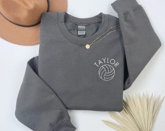 Custom Embroidered Volleyball Sweatshirt, Personalized Volleyball Shirt, Womans Volleyball Gift, Competitive Volleyball Team Gift, Crewneck