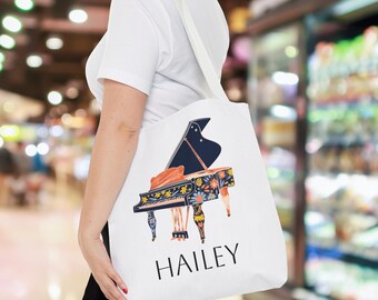 Personalized Piano Tote Bag, Pianist Gift, Gift for Piano Lover, Bag for Piano Music, Custom Piano Themed Bag, Pianist Tote, Piano lesson